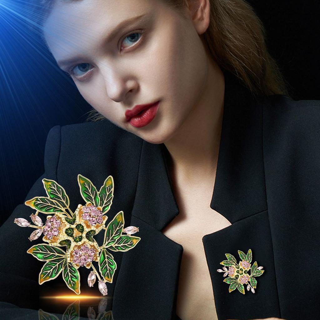 Trendig design Mångsidig emalj Atmosfärisk rosblomma Brosch Feminint temperament Zirkon Kostymjacka Brosch