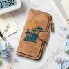 Vintage Style Long Wallet Big Waves Print Portable Card Holder Purse for Daily Use