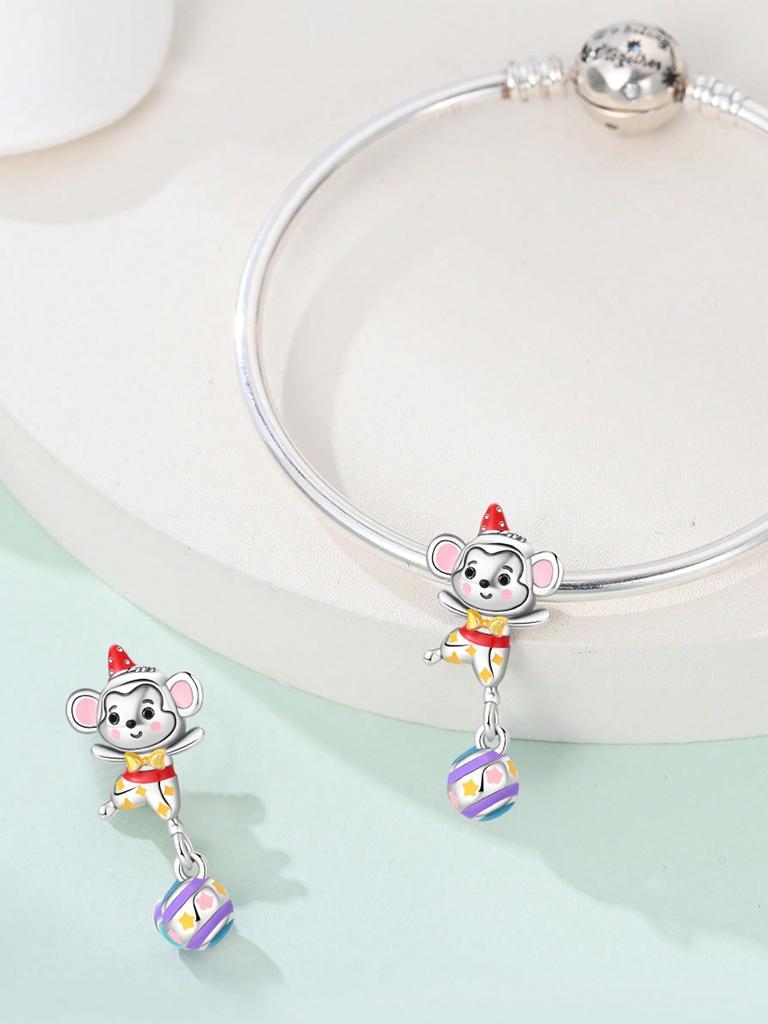 Charms Plata Copper Colors Circus Animals Mice And Beads Charm Pendant For Original Bracelet For Women Diy Jewelry Love Gift