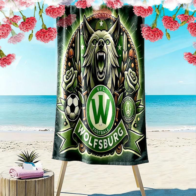 Asciugamano da Spiaggia con Stampa VfL Wolfsburg, Asciugamano Grande Morbido Asciugatura Rapida per Spiaggia Campeggio Nuoto