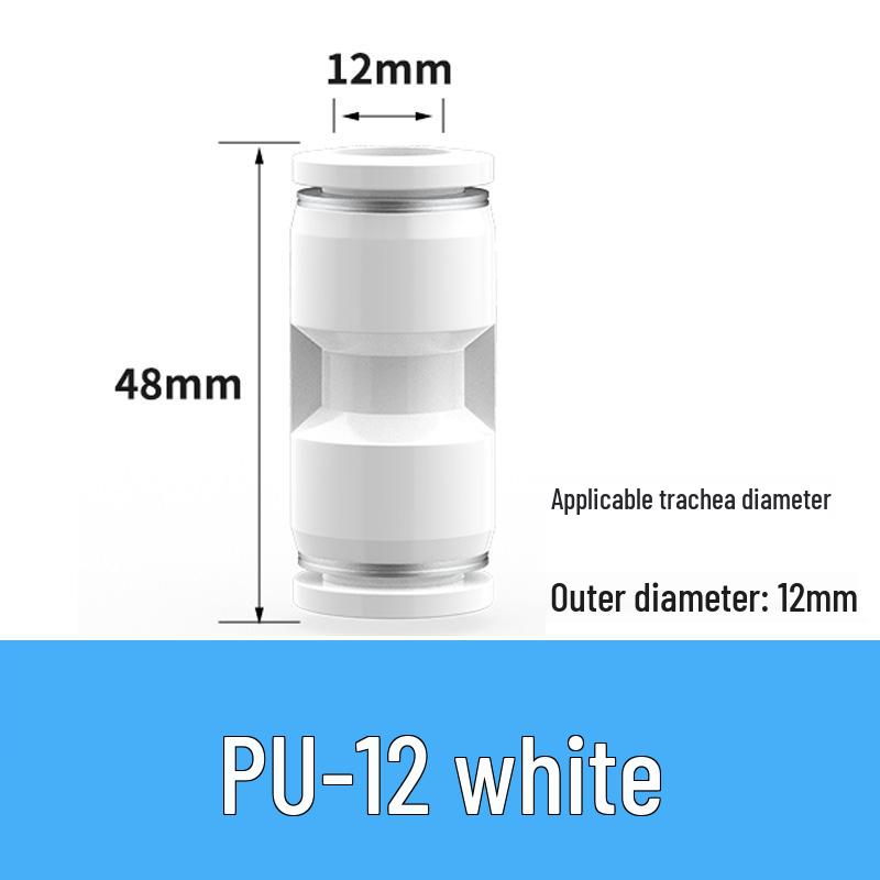 Pneumatic Quick Connect Tee, White Plastic, Straight Push-in, Sizes: 4-16mm
