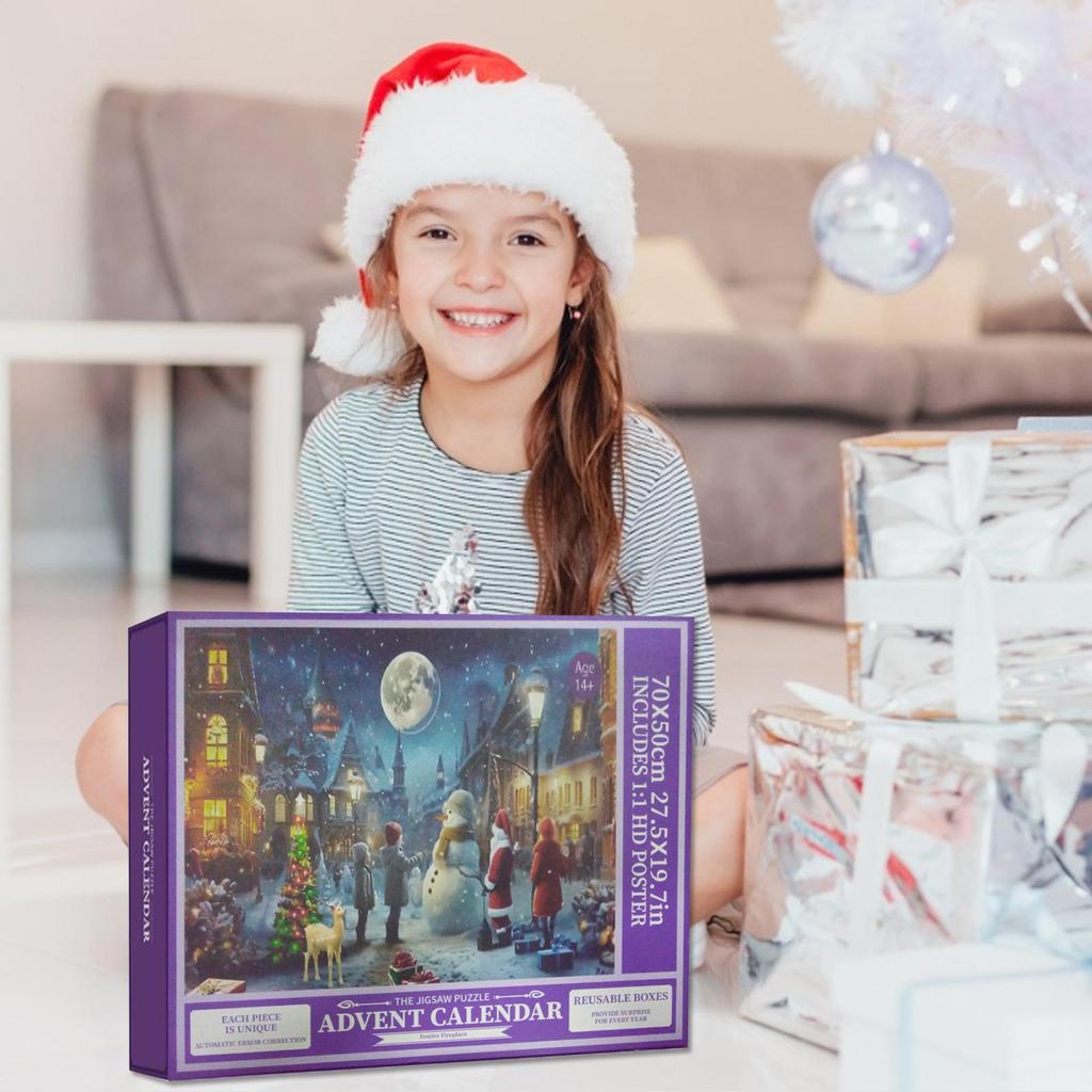 Christmas Countdown Calendar 1008 Pieces Cute Calendars Figures Toys Holiday Puzzle Ornament With 24Days For Family Kids Teen