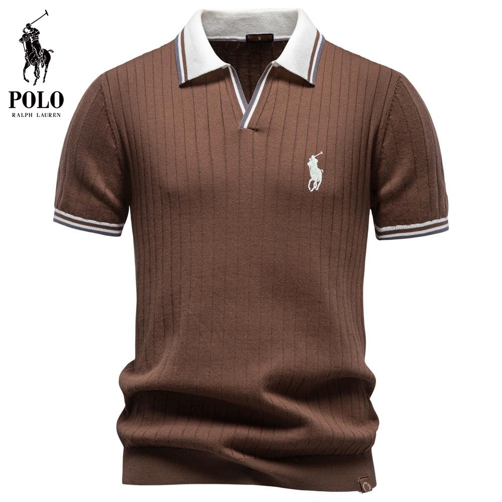 Ralph Lauren 2026 Zomer Nieuw Heren Borduurwerk Casual Contrasterend Poloshirt Korte Mouwen Heren Wol Top S