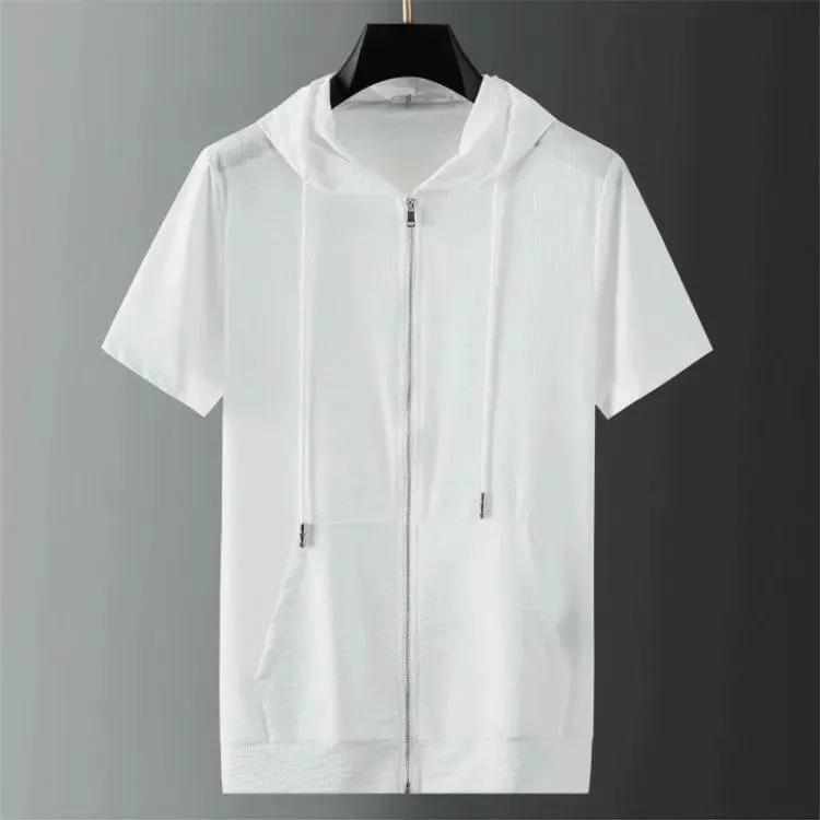 Conjunto esportivo leve e respirável de verão masculino com zíper e decote em V manga curta + conjunto de calças