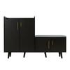 Modern Shoe Bench with Black Walnut Wood, Shoe Cabinet, Equipped with Four Storage Doors, Asymmetric Metal Handles, W120/D34/H82
