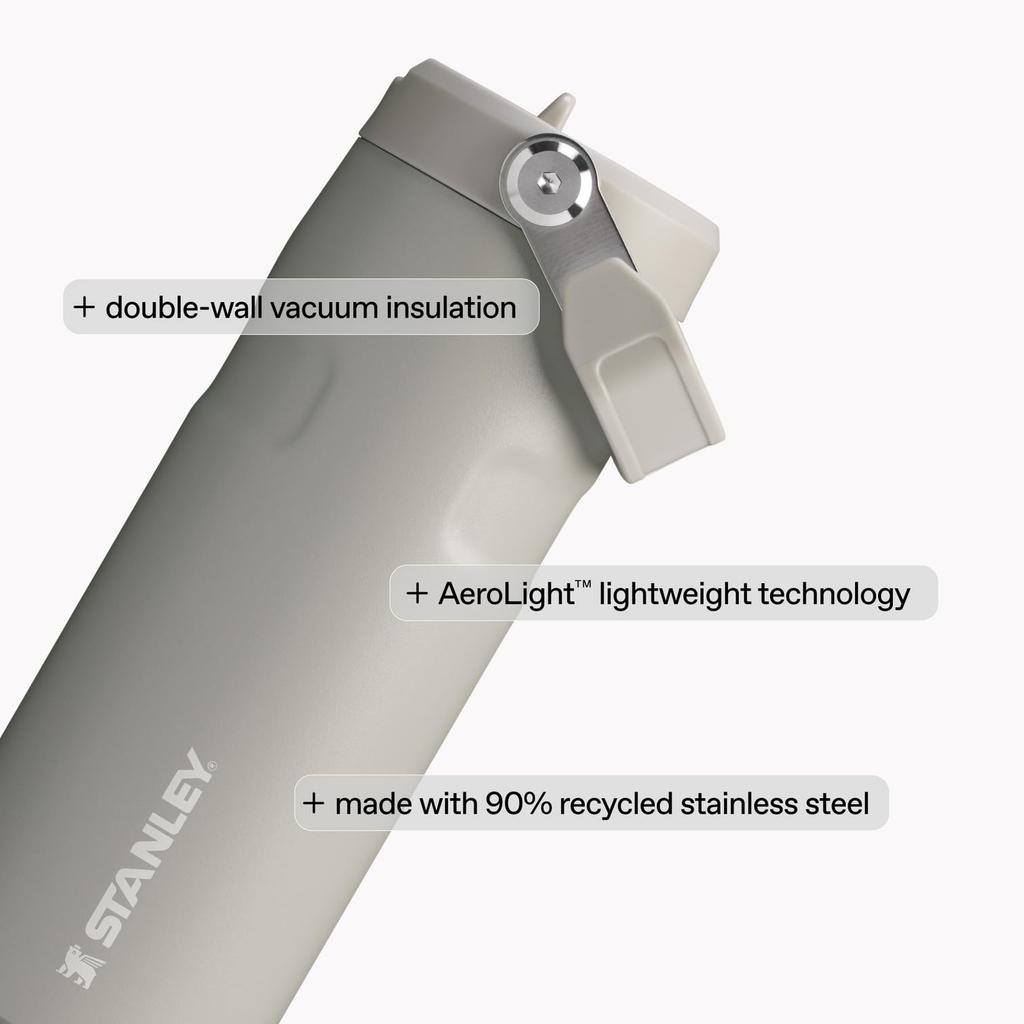 Stanley 1913 Iceflow Flip Straw 2.0 Vacuum Insulated Bottle, Rose Quartz, 16oz | 0.47L