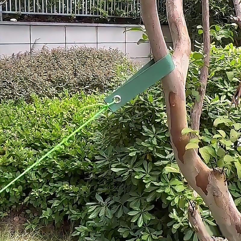 Green Recyclable Ground Stake Dowels Set 30cm Size Iron Nylon with 40cm Straps for Flexible Outdoor Use Long Lasting
