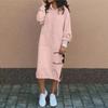 Big Size Autumn Winter Fashion Solid Sweatshirt Dress For Women O Neck Long Sleeve Casual Loose Femme Dresses New Office Ladies Dress