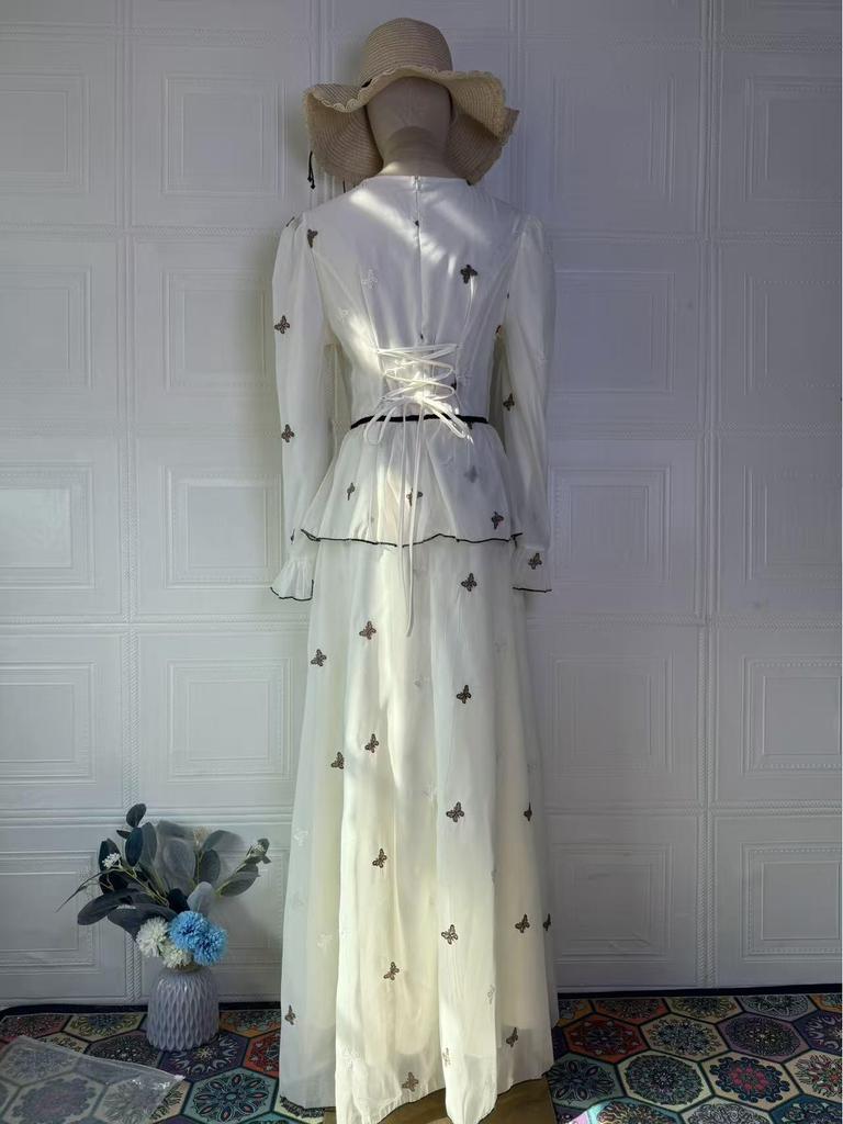 2025 Spring Socialite Flowy Long Sleeve Silky Dress for Women