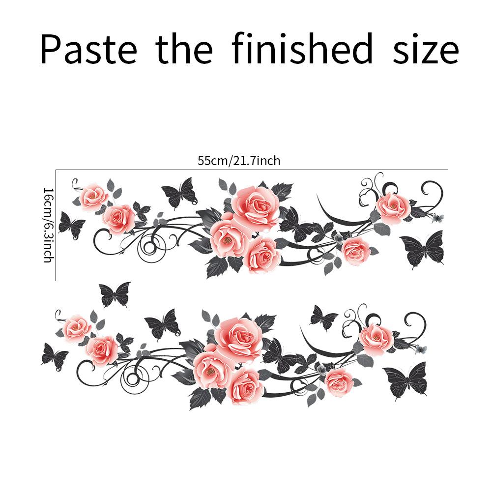 Bathroom Wall Decals Sticker, Rose Butterfly Flower Wall Stickers, Waterproof Rose Butterfly Vine Glass Stickers For Bedroom Restroom DIY Decoration