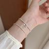 Sterling Freshwater Pearl Bracelet With Starfish Shell Charm Minimalist Layering Jewelry Women
