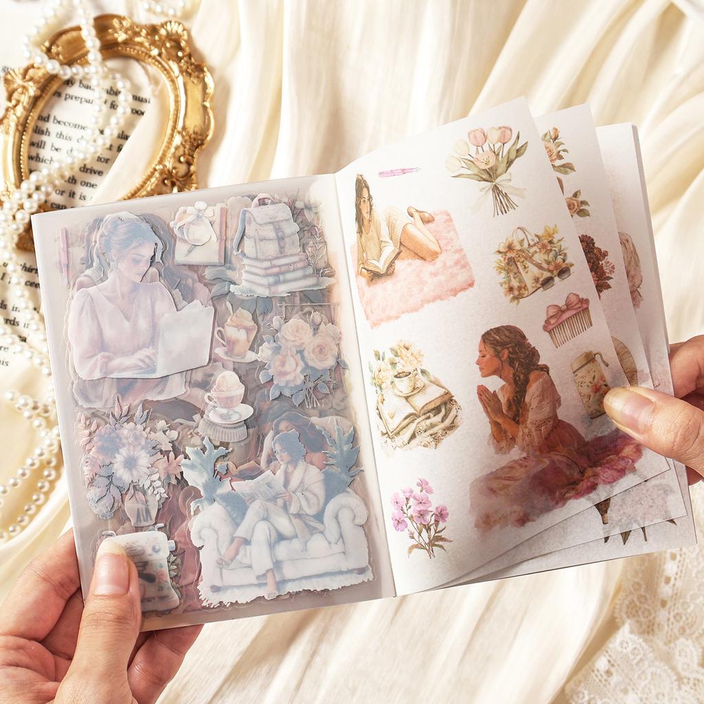 20 pcs Creative Cartoon PET Sticker Book for Journaling Cute Character Decals, Waterproof Scrapbooking Supplies
