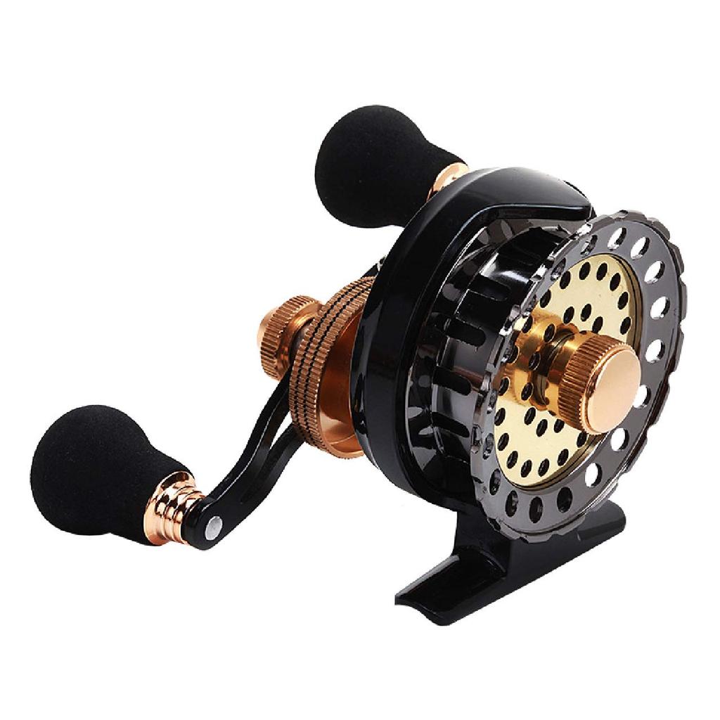HAMILO Raft Reel, for Porgy, Black Porgy, and Raft Fishing, with Drag Function, Right-Handle (Black)