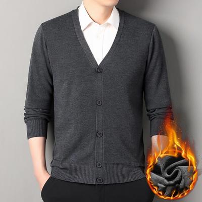 Men's V-neck Casual Cardigan Sweater Autumn Winter Button Knit Outwear