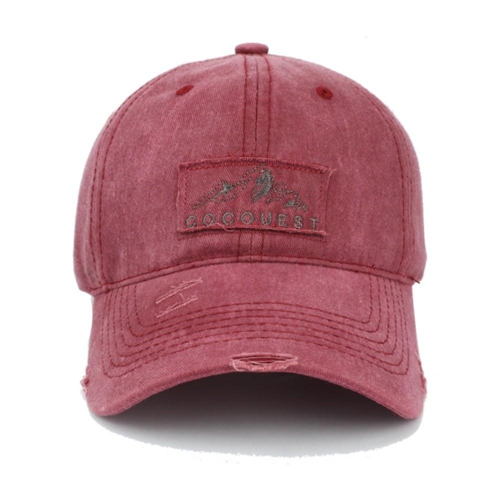 Casual Embroidered Baseball Cap Adjustable Washed Sun Hat Soft Top Peaked Hat вино красного