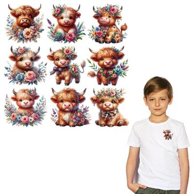 9pcs/sheet Iron On Sticker Animal Decals Parches Ropa Heat Press Appliqued Hoodies T-Shirt Diy Clothes Stickers Patches