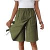 Women's Fashion Pants And Skirts Color Elastic Waist Pocket Casual Shorts