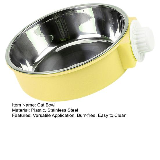 Bol en Acier Inoxydable pour Cage d'Animal de Compagnie Bol d'Alimentation Anti-Renversement pour Animal de Compagnie Bol Suspendu Amovible pour Cage de Chat Chien Lapin