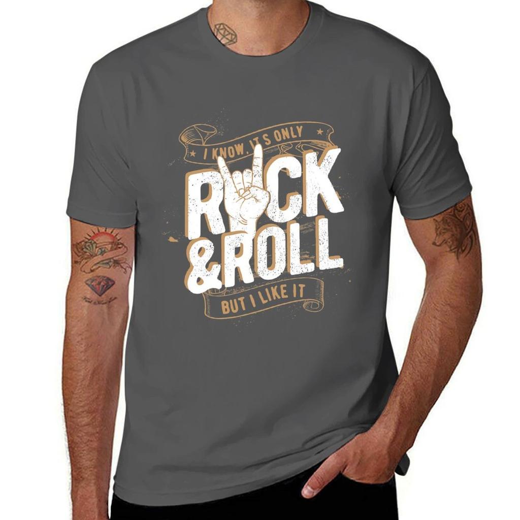Cool Rock and Roll Tee Shirt I Love Rock Music Rock  Roll TShirt Man T Shirts Cotton Man T Shirt Graphic TShirt