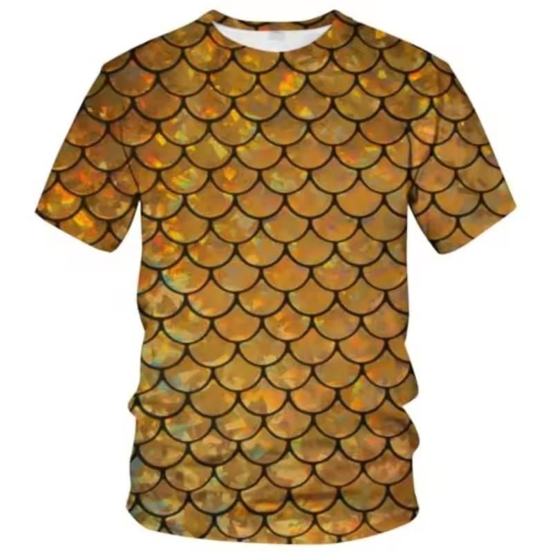Funny Fish Scale Pattern 3D Print Tshirt Men and Women Summer Fashion Personality O Neck Short Sleeve T Shirt Casual Tee Top