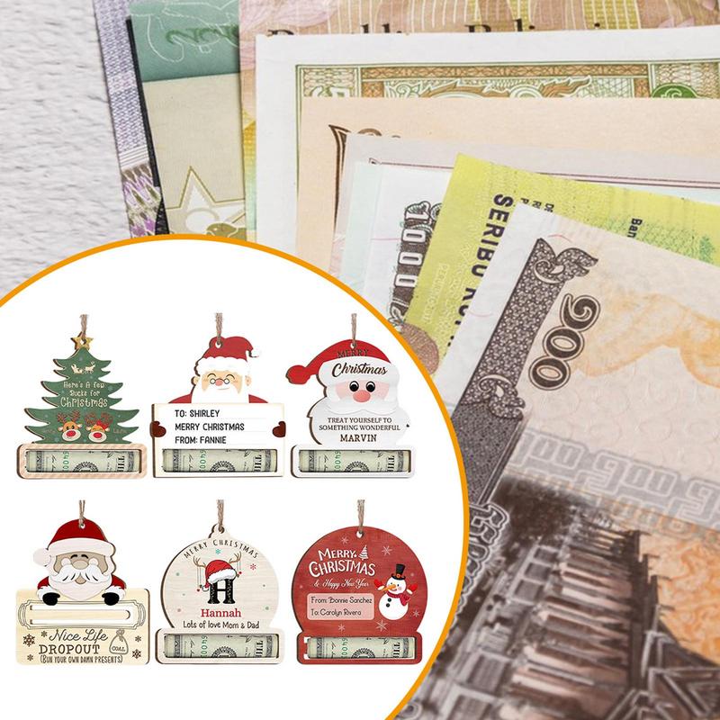 Christmas Money Holders For Cash Funny Money Holder Ornaments Money Card For Cash 6X Wooden Christmas Cards Money Holder For