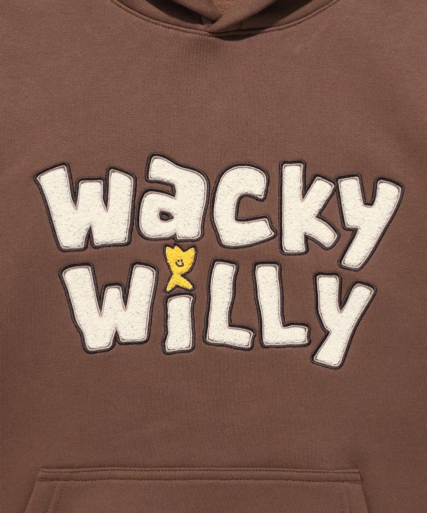 Fleece-Lined Typographic Hoodie Brown