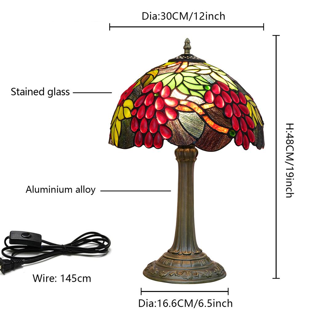 Retro Country Style Stained Glass Desk Light Home Decor Mediterranean Bedroom Bedside Table Lamp Restaurant Bar Cafe Night Light