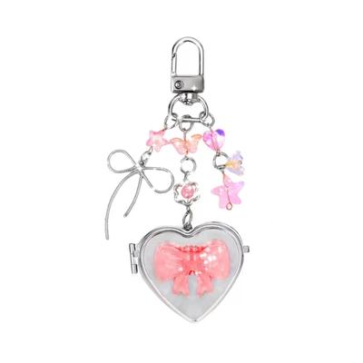 Portable Cosmetic Mirror Keychain Featuring Heart Shape and Bowkbot Shatterproof Designs for Makeup Touch Ups