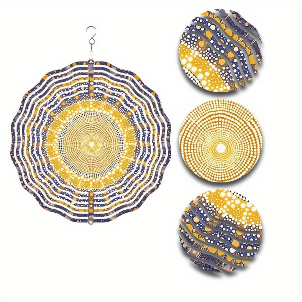 Metal Wind Spinner Outdoor Decor Kinetic Art Garden Hanging Wind Chime for Yard Patio Bohemian Style Home Decoration No Battery Needed