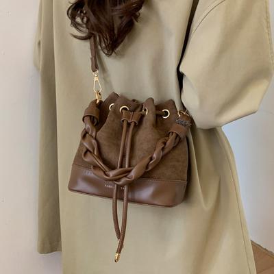 Modische Color-Blocking Handtasche, Retro Eimer-Tasche, Einzel-Schulter Crossbody-Tasche