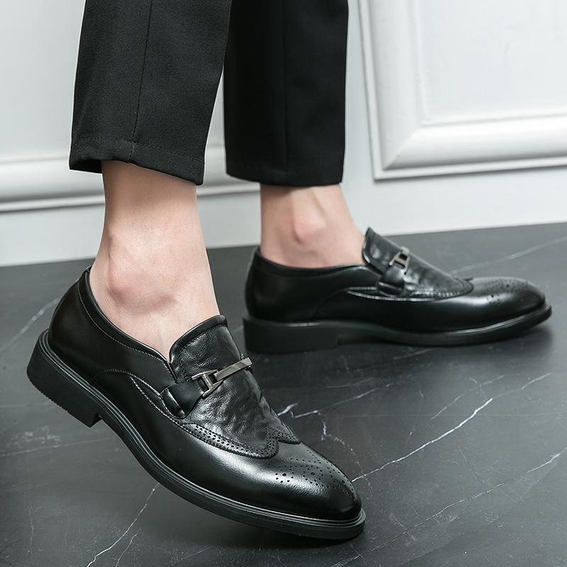 Pánské mokasíny Neformální Trend Mokasíny Kožené Boty Kovová Módní Spona Evropský styl Černá Hnědá brogue Pánské Boty
