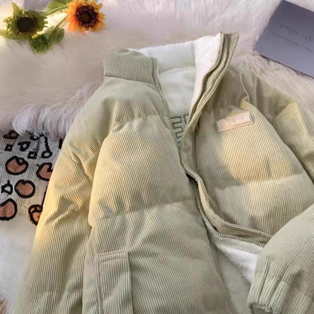 American-style stand-up collar trendy brand cotton-padded coat men's winter corduroy jacket lamb wool loose warm cotton-padded jacket