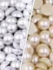 Half-Faced Round ABS Plastic Beads Flat-Backed Cabochons Beige Model BM Opp Bag Nail Art Phone Cases DIY Ladies Jewelry Making