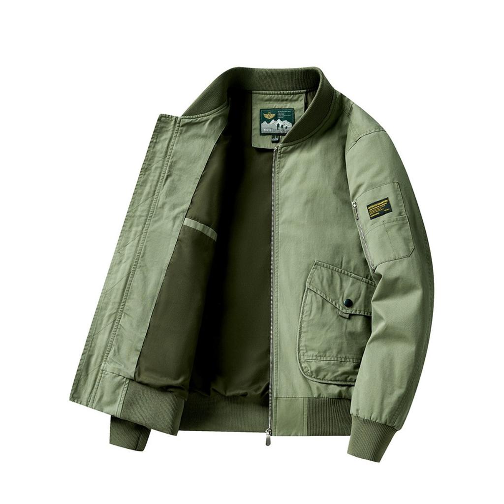 Spring New Washed 100% Cotton Men's Aviator Jacket Fashion Casual Baseball Bomber Jacket Streetwear for Men