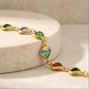 Heart Anklet Bracelet for Women Stainless Steel Colorful Zircon Gold Plated Waterproof Tarnish Free Summer Beach Luxury Jewelry