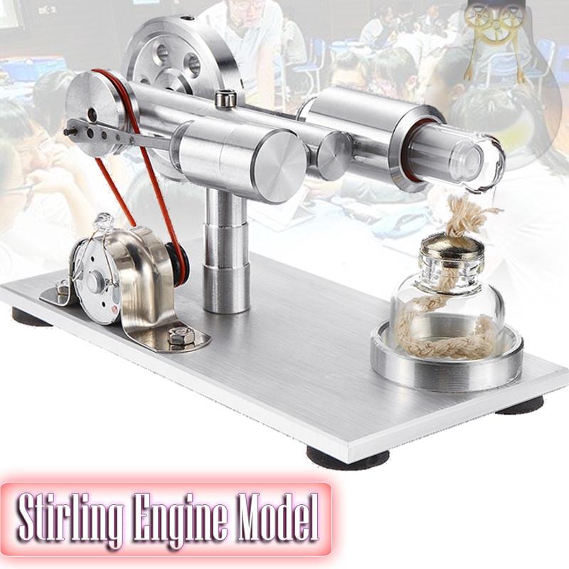 Double-cylinder Hot Air Stirling Engine Model With Light School Demonstration Educational Toy Science Kid DIY Experiment