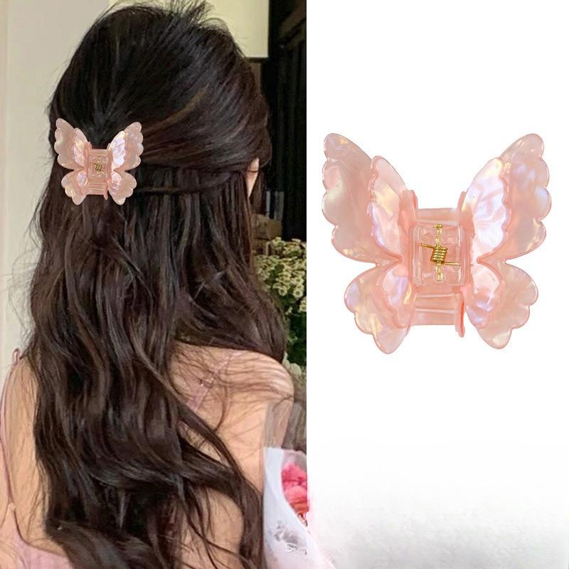 Iridesy Double-layer Butterfly Acetate Hairpin Women's Semi-tied Hair AccessoryShark Clip