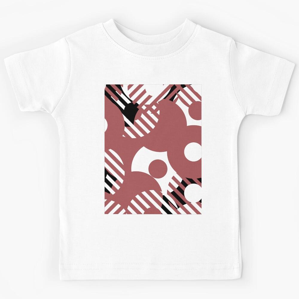 Red Black White Retro Circle and Stripe Pattern 2022 Color Trends Behr Lingonberry Punch M150-6 - Trending Colours Kids T-Shirt 160