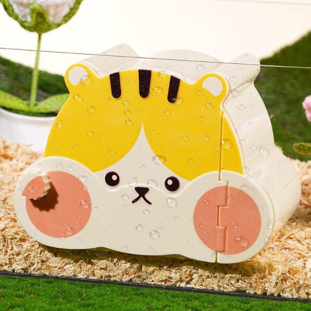 Cartoon Hamster Hideout House Magnetic Door Washable Hamster Hide Cave Viewing Window Pet Habitat Decors Pet Cage Landscaping
