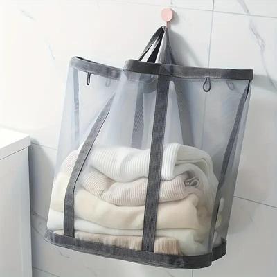 1PC Foldable Mesh Laundry Hamper With Handles Wall-Mounted Dirty Clothes Basket For Home Laundry Baskets