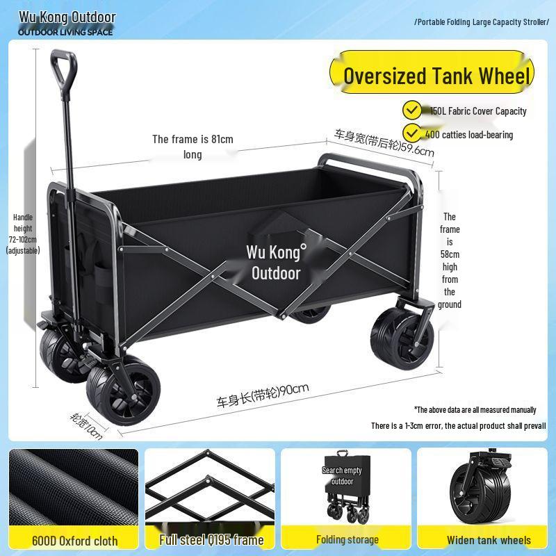Portable Foldable Camper Van Cart: Hand-Pulled Travel Trailer for Kids, Outdoor Use.