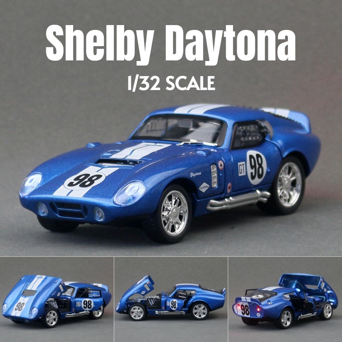 1/32 Shelby Daytona GT Rennspielzeugauto für Kinder Diecast Metall Miniaturmodell Pull-Back Sound & Licht Sammlung Geschenk Kind Jungen
