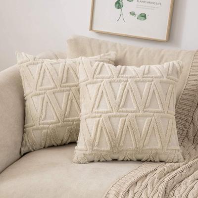 Plush Embroidered Cushion Cover 50x50cm/60x60 Faux Fur Soft Square Case Nordic Sofa Throw Pillow Cover Bedroom Home