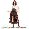 Game Themed Pirate Queen Costume With Ruffled Long Dress For Cosplay Enthusiasts
