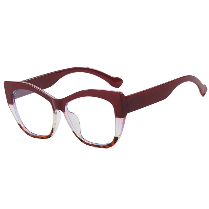 New Fashion Double Color Cat Eye Women Glasses Frame Clear Anti Blue Light Optical Leopard Eyewear