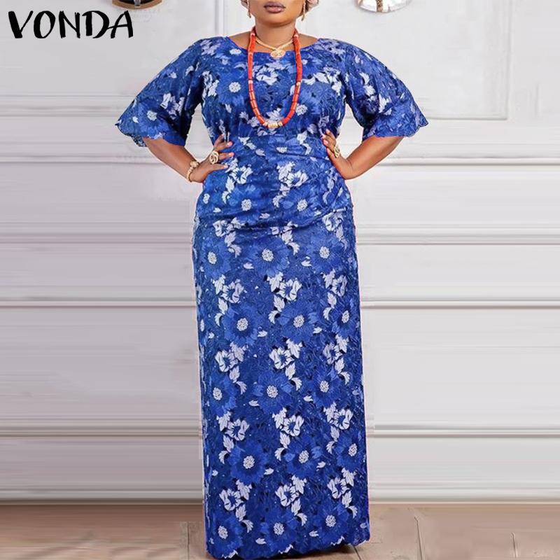 

Женское винтажное свободное длинное платье с принтом VONDA и половиной рукава