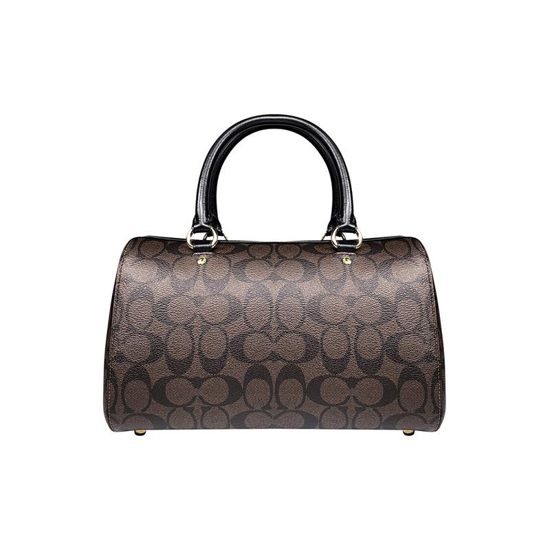 Coach Handbag Rowan 27 Presbyopic Printed Zipper Closure, Coated Canvas and Smooth Leather, Boston Bag Hand-held Shoulder Crossbody Bag, Large Size