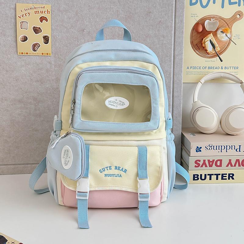 Girls Backpack Junior High School Student Backpack Color Contrast Student Schoolbag