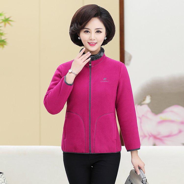 

Women s Middle-Aged & Elderly Polar Fleece Jacket - Autumn/Winter Outdoor Long Sleeve Camel Sweatshirt. 5XL (recommended 150-165 jin) розы красного
