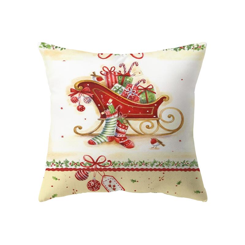 Cute Santa Claus Christmas Decoration Printed Pattern Cushion Cover Home Living Room Sofa Decorative Pillow Pillow Cover